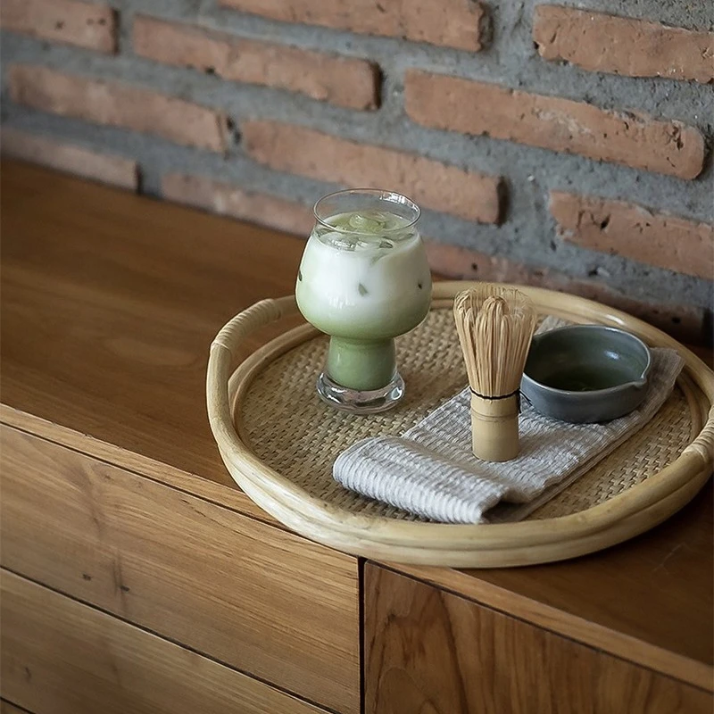 

Round Rattan Decorative Handwoven Natural Serving Tray, Home Decor Storage Organizer Tray, Kitchen Fruit Storing Tray