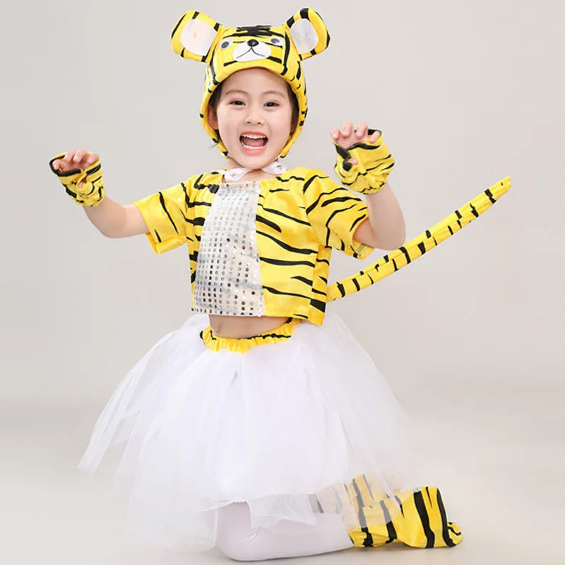 Disfraces de tigre de dibujos animados de animales para niños, ropa de actuación de baile, Cosplay