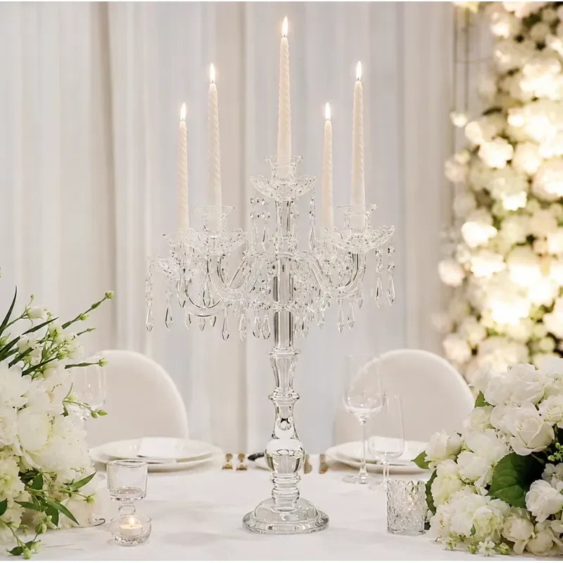 Elegant Nine Arm Glass Crystal Candlestick Holder Luxury Home Decor Centerpiece for Wedding Table Interior Design Premium