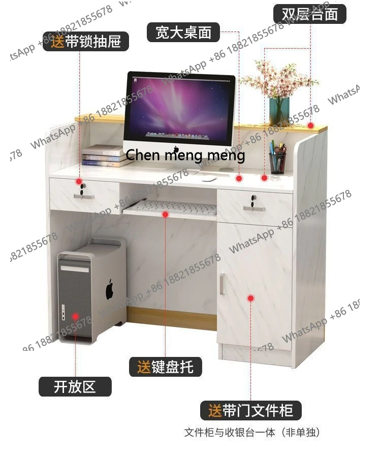 X مكتب الاستقبال، صفحة الخروج لصالون التجميل، متجر طلاء صغير، طاولة حديثة وبسيطة