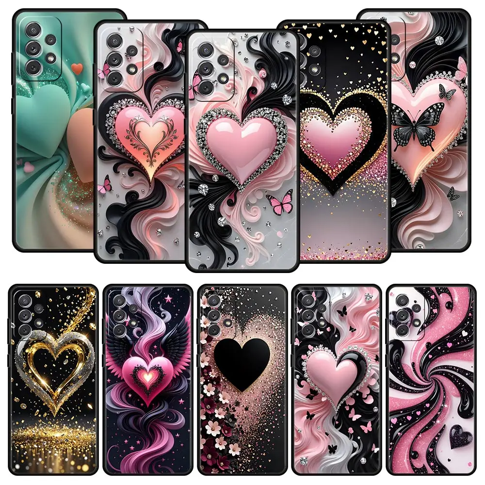 Colored Love Heart Printed Phone Case for Samsung Galaxy A55 A35 A17 A07 A15 A13 A25 A51 A71 A72 A73 A32 A52 A52S A41 Soft TPU