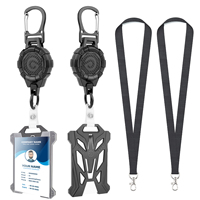 1/2 Set Retractable Keychain Heavy Duty Carabiner Badge Holder Tactical ID Badge Reel with 99cm/39” Steel Retractable Cord