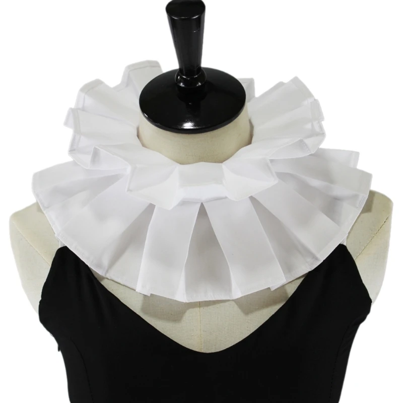 

Victorian Collar Ruffled Laple Shawl Women Renaissance Elizabethan Collar Medieval Cosplay Shirt Blouse Detachable False Collar