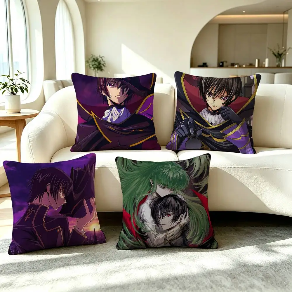 C-Code Geass Lelouch Anime  Pillow Case Square Double-Sided Sofa Cushion Cover Bedroom Bedside Pillow