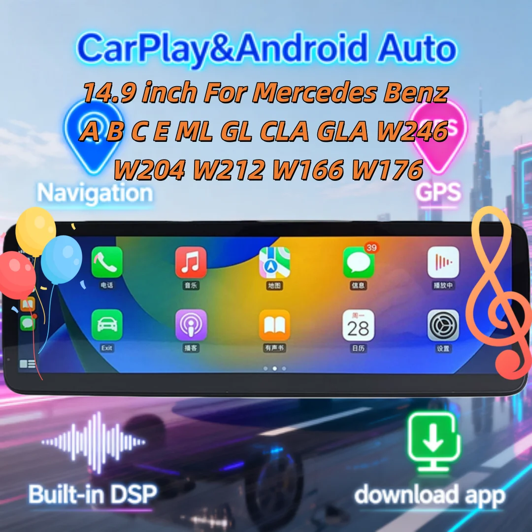 

Multimedia Display Wireless Carplay For Mercedes Benz A CLA GLA B C E ML GL W246 W204 W212 W166 W176 2011-2019 Android Stereo