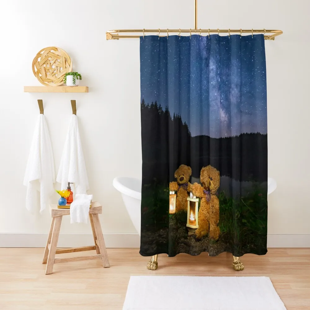 

Galaxy Traveling Teddy Shower Curtain Toilet Accessories Bathroom Anime Bathroom Waterproof Shower Bathroom For Shower Curtain