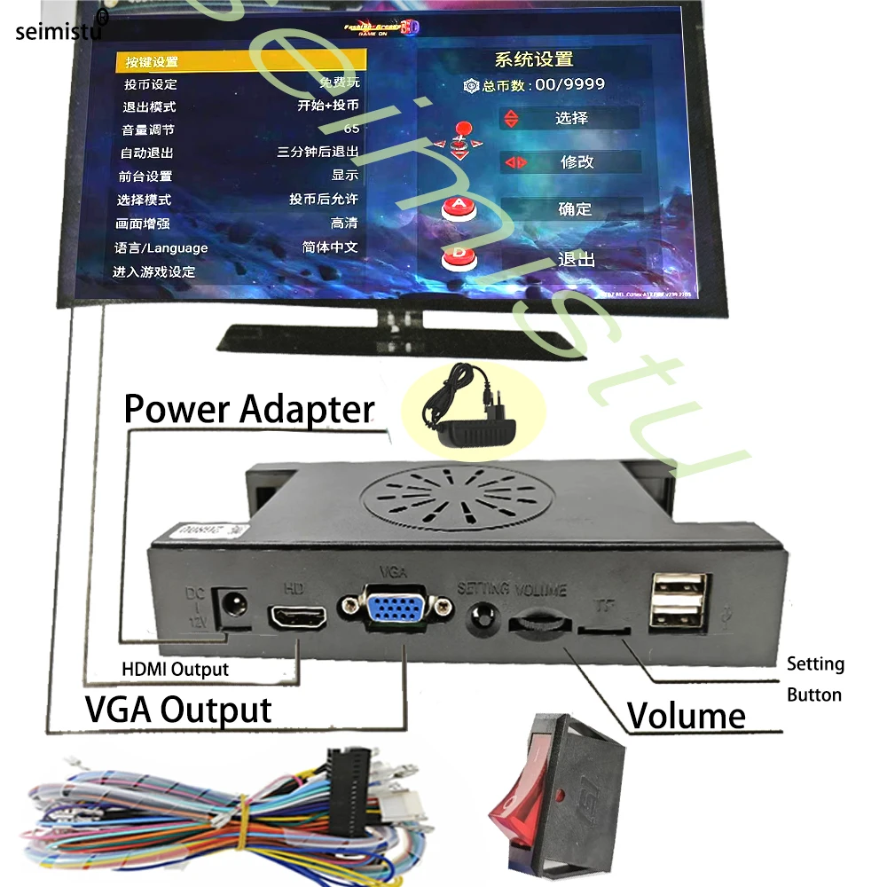 Kit de bricolage d'arcade Pandora Saga, 9800 en 1, 2 joueurs, manette et bouton jeunesse, machine, Dx