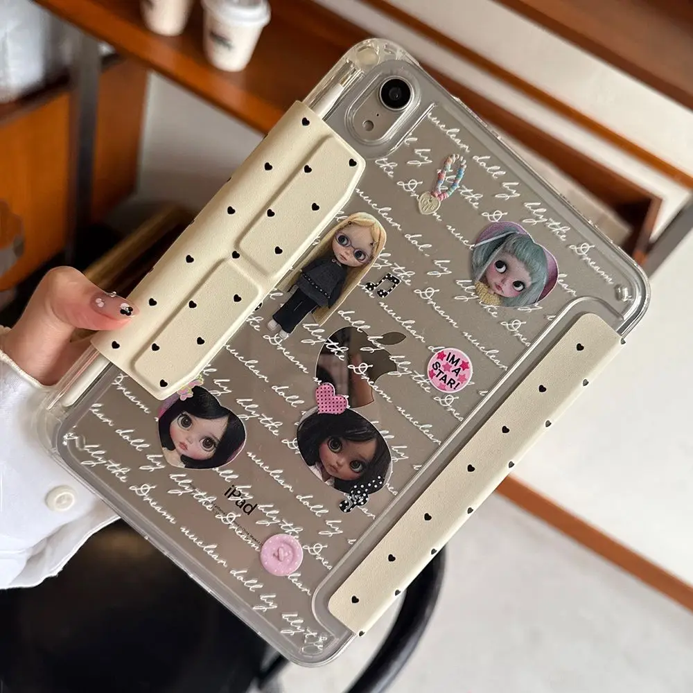Korea ins Kawaii Girl Dots Tablet Case For iPad Pro 11 13 M2 M4 M3 10.2 5/6th 7/8/9/10/11th Mini 6 7 Air 3 4 5 6 Stand Cover
