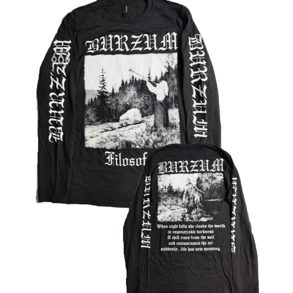 Burzum ağır zihinsel bant baskılı tişört erkek uzun kollu tişört müzik grafikli tişört Harajuku streetwear büyük boy T Shirt