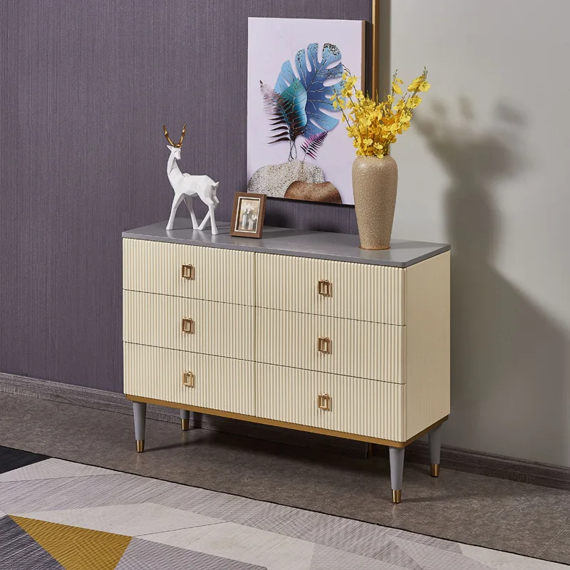 Light luxury high-grade gray enters the door, porch, side cabinet, six chest cabinets, solid wood drawers, storage lockers, foye