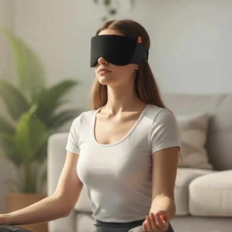 1Pcs Sleep Mask With Veil, 2 Own Storage Cases On Mask, 100% Light Blocking, Eye Blinder For Gift/ Travel/ Sleeping/ Shifting