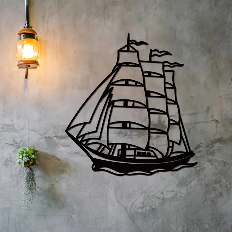 Metal Sailboat Wall Art,Imitation Ancient Ship Decor,Sailing Ship Metal Sign,Nautical Metal Wall Art,Gift Hanging Wall-A57M