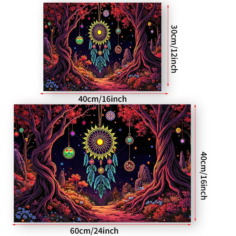 قطعة واحدة من نسيج الحائط بوهو زاك مع مشهد الغابة المسحور والمشاعر الكونية #3
