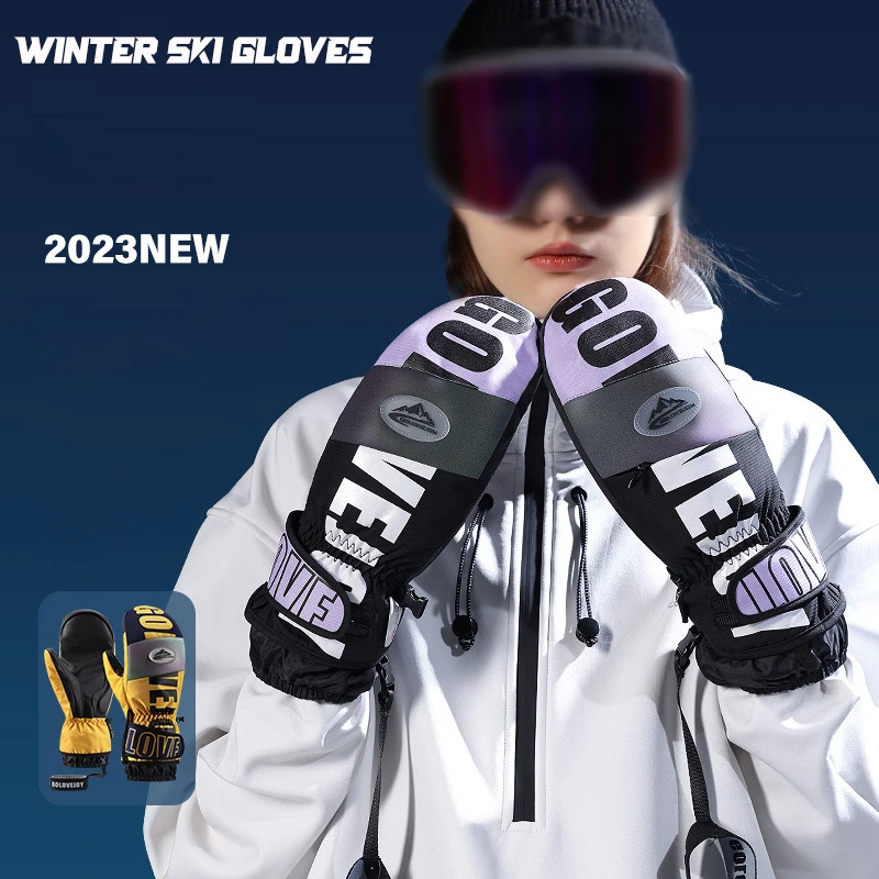 JSJM New Winter Ski Gloves Men Outdoor Sports Waterproof Anti Slip Warm Gloves Women Ultralight Snowboard Gloves