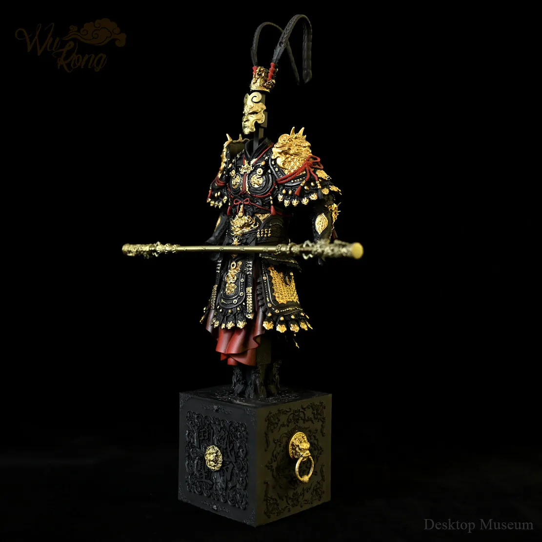 265mm Monkey King Armor Statue Epoxy Resin Handmade Hand-Painted Desktop Decor Figurine Ornament