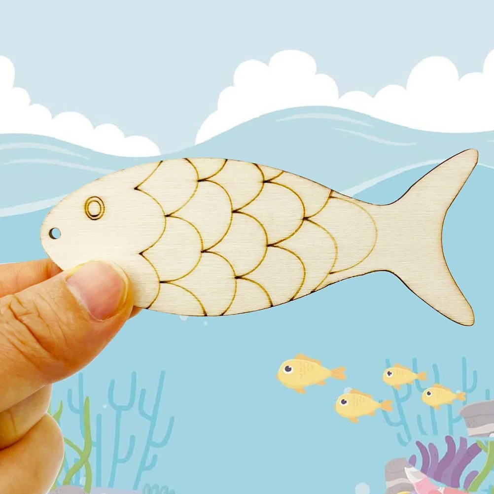

1 Set Unfinished Fish Shaped Wooden Cutouts Diy Craft Kit For Home Decor Party Ocean Animal Wood Craft Supplies Wooden Fish