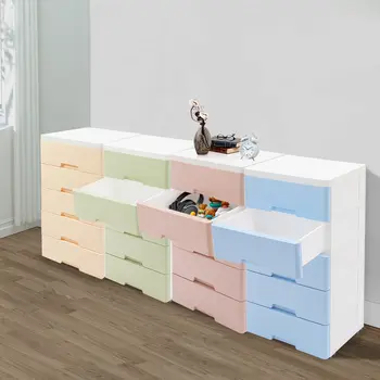 43.5*29*80公分 PP材質抽屜櫃,粉紅色/黃色/藍色/綠色,長方形儲物櫃,5個抽屜,落地式,適用於臥室 8 最佳銷售 小梳妝台 - №1