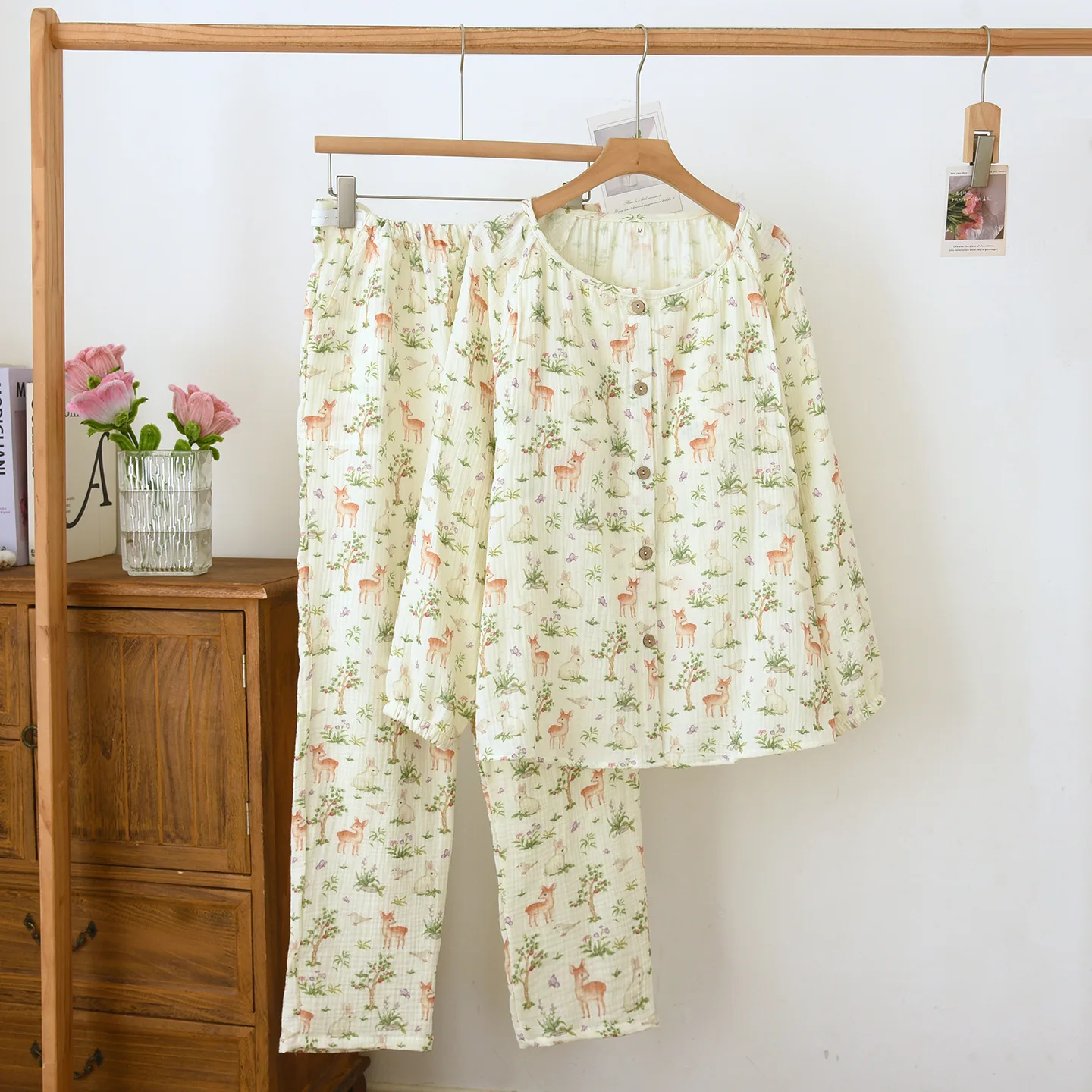 Floral Maternity Pyjama Homewear Suit Nursing Pajamas Autumn Cotton Monthly Clothing Breastfeeding Tops Long Trousers