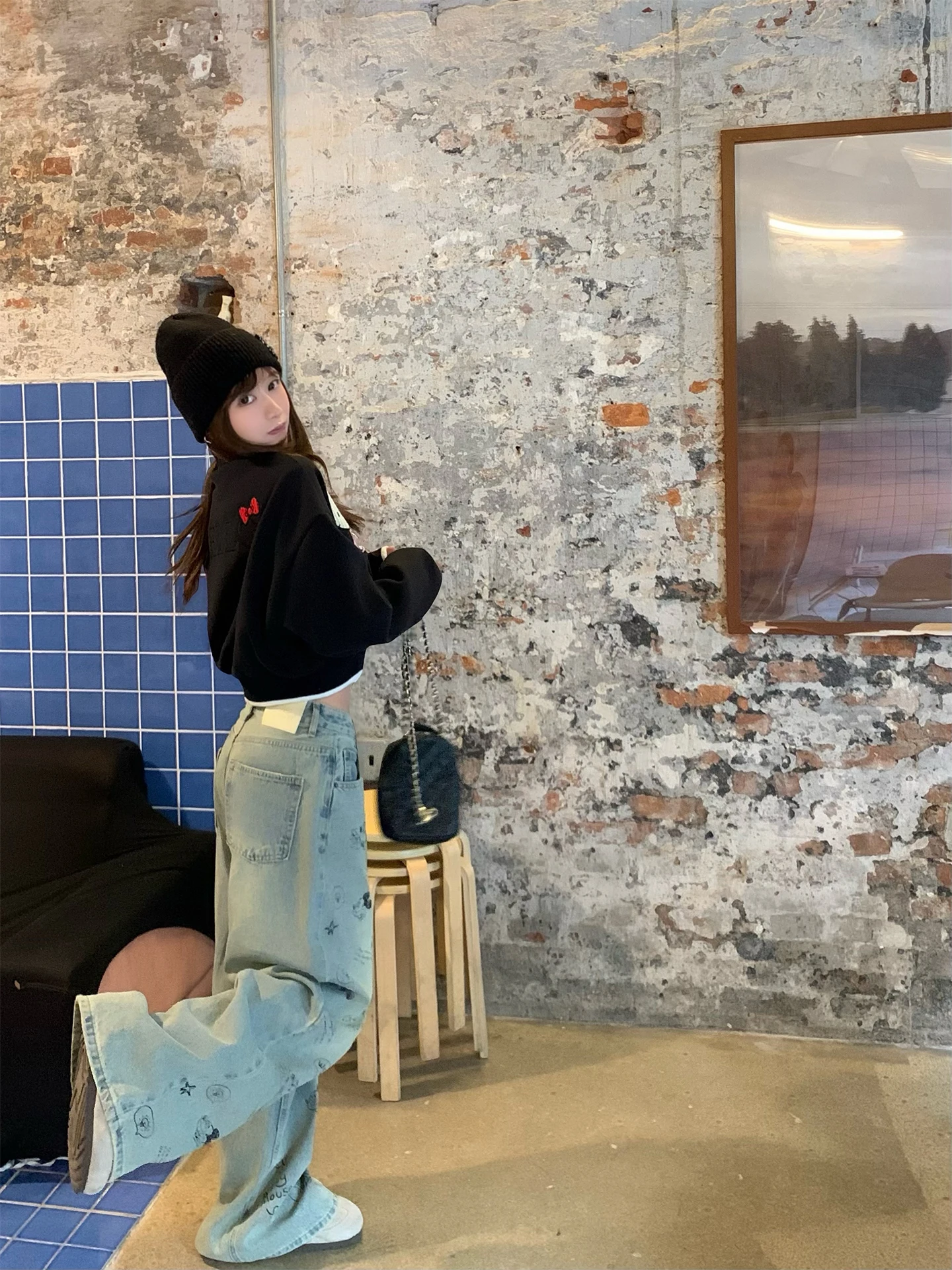 Calça Jeans Feminina Street Style Solta e Versátil para Inverno - Moda Casual Fabricada na China