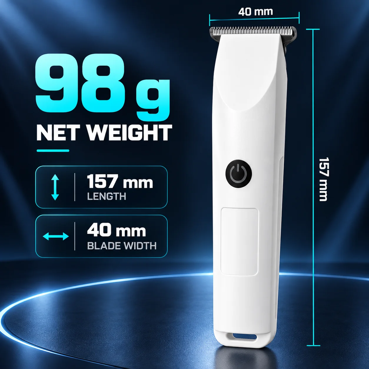 UKF60 Rechargeable Hair Trimmer T-Blade Clipper Micro USB Charging 4 Guide Combs 98g Lightweight Blue White