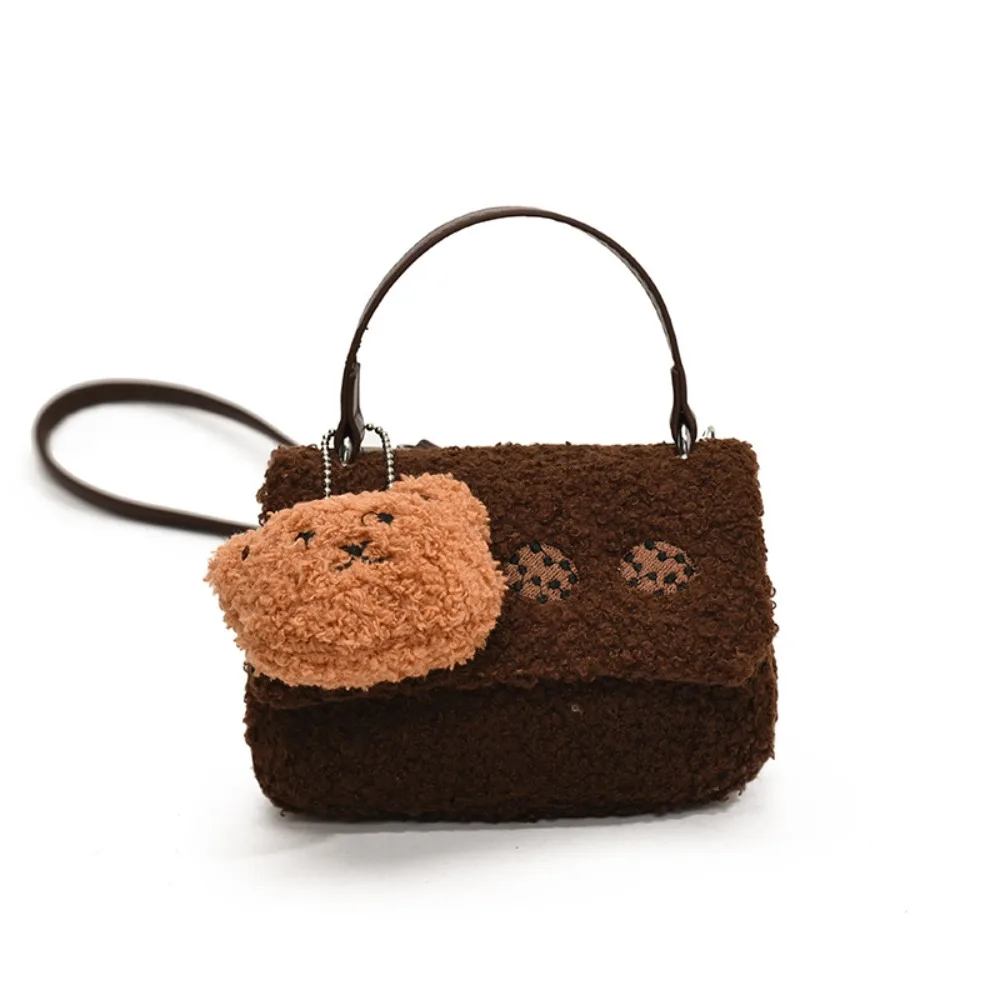 

Portable Pendant Plush Bear Crossbody Bag Cartoon Korean Style Mini Message Bag Small Cute Cookie Handbag Girls