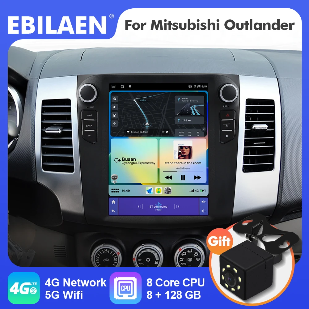 EBILAEN Android 12 Tesla Style Vertical Screen Car Radio For Mitsubishi Outlander XI 2 2008-2011 Multimedia Carplay 4G 2Din