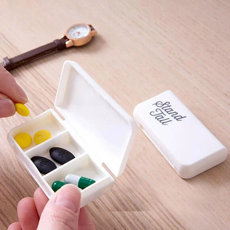 Pill Box Mini Pill Case 3 Grids Tablet Pill Organizer Case Dispenser Travel Tablet Holder Container Medicine Drug Storage Box