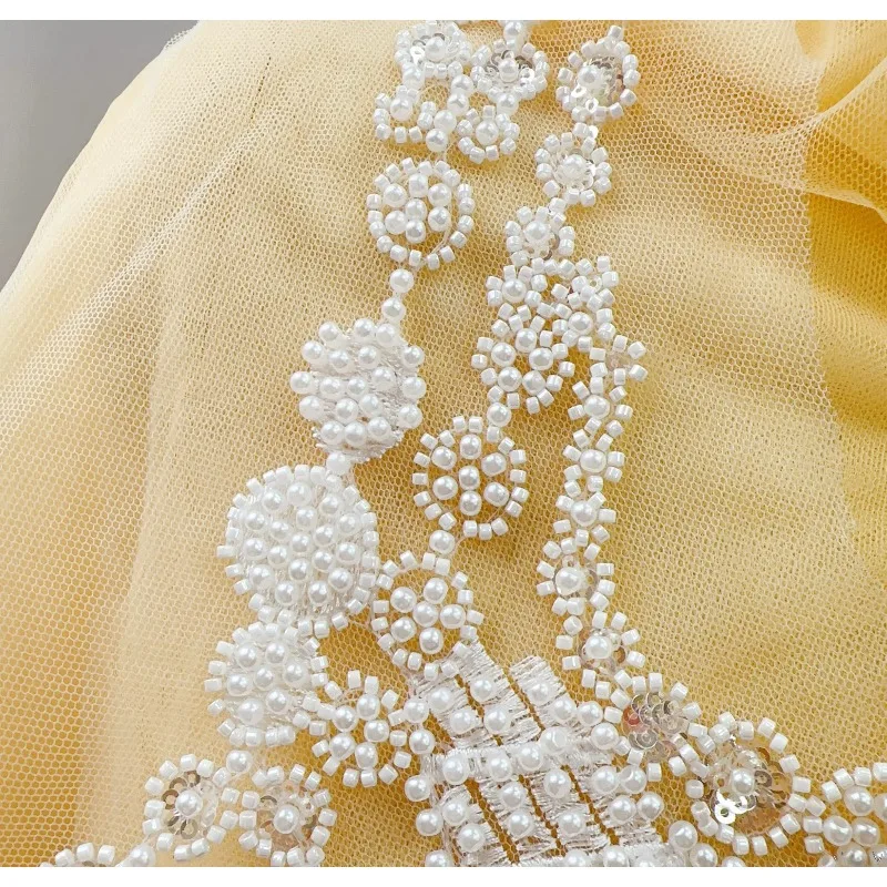 White Pearl Lace Trim Embroidery 3D Hollow Out Fake Collar DIY Brooch Accessories Set