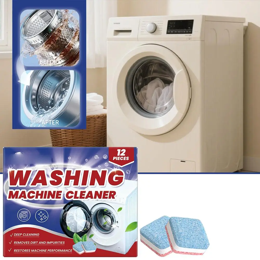 Washing Machine Cleaner Tablets Powerful Descaling Remove Odor Inhibit Bacteria Compatible with Front Top Load Washer
