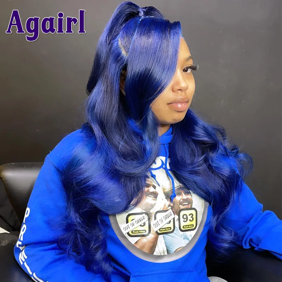 Navy Blue 13X4 13X6 Lace Frontal Body Wave Human Hair Wigs Ready Go 6X4 Transparent Lace Closure Wigs For Women Pre Plucked 200%