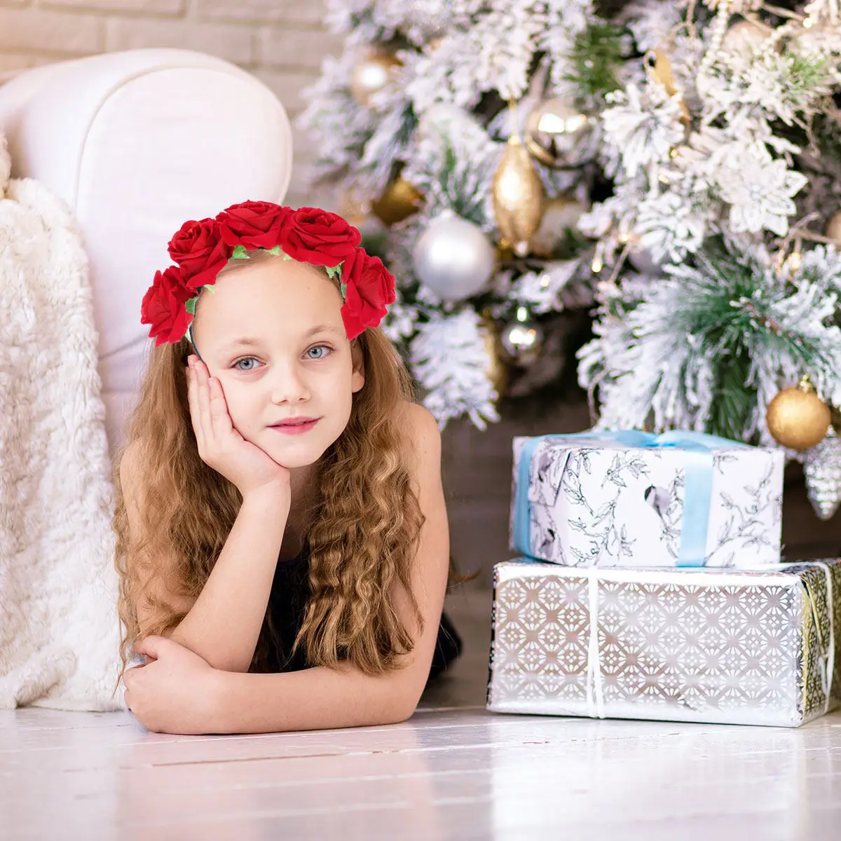 

Искусственные розы на ободке для волос, красная элегантная цветочная повязка для свадьбы, вечеринки, пляжа, выпускного, праздничная цветочная гирлянда