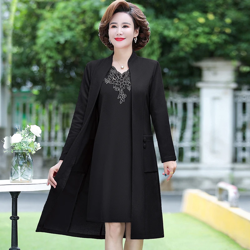 Frauen kleid mittleren Alters zweiteiliger Anzug 2023 Frühling Herbst High-End elegantes Kleid Damen besticktes Kleider set