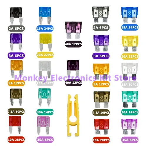 Imagen 2 del producto 1 Juego de 300 Uds. Kit de fusibles para coche mediano y pequeño 2A ~ 40A 11 tipos surtido de fusibles para coche con caja tipo hoja Kit surtido de fusibles