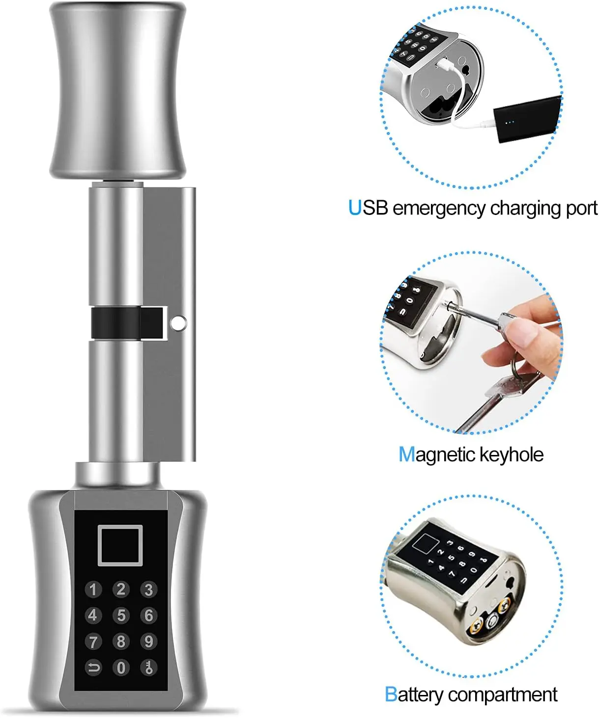 Cerradura de puerta con huella dactilar, dispositivo electrónico de seguridad con código Digital, Control por aplicación Smart Life, antiperforación