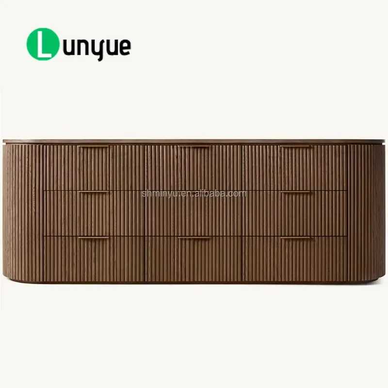 French Solid Wood Oak 9 Drawer Dresser Elegant Bedroom Storage Furniture Home Decor