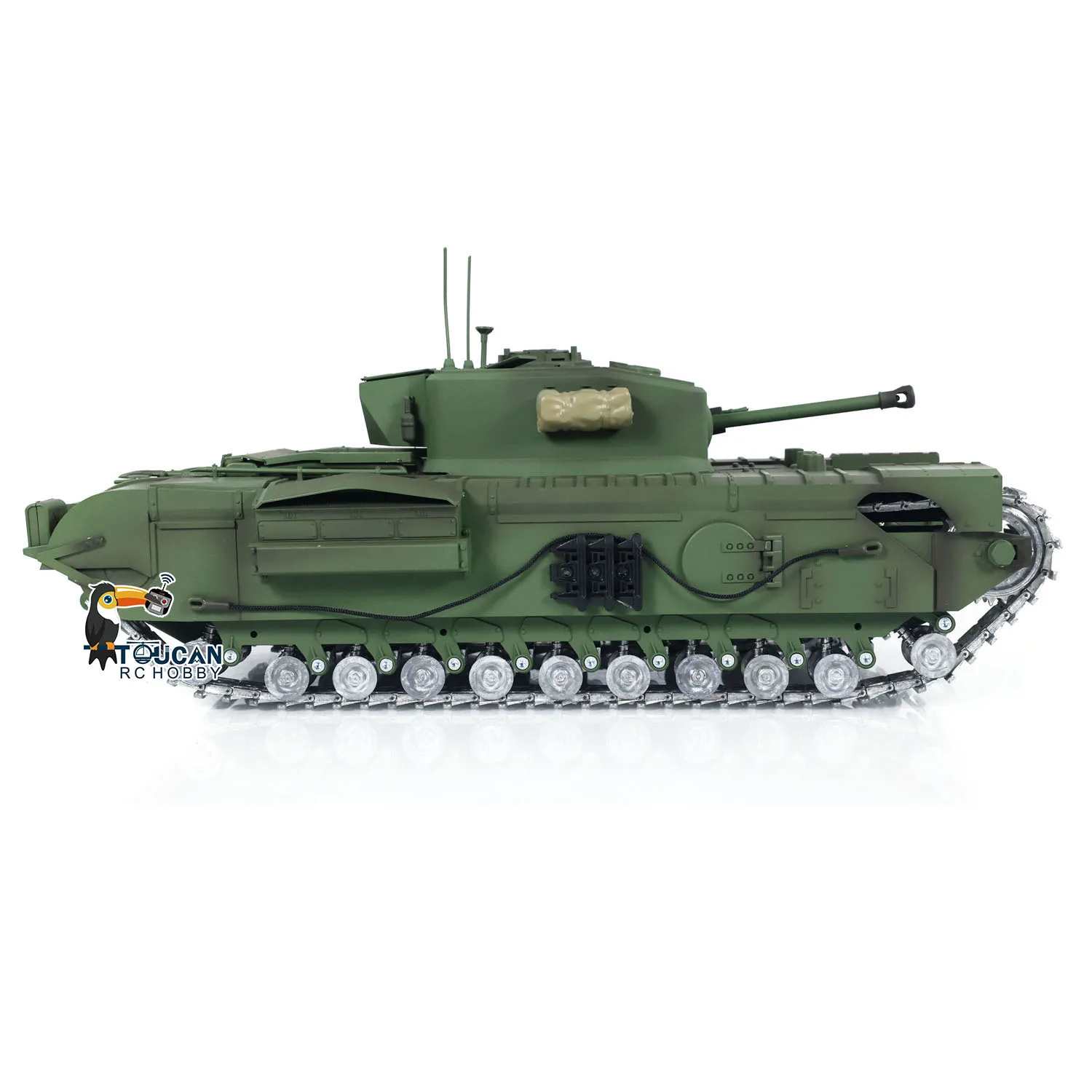 Tongde 1/16 RC Modello di carro armato da battaglia Churchill Mk.VII Veicoli da combattimento elettrici a infrarossi con suono leggero Giocattolo