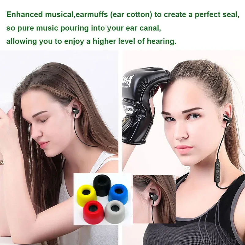 ANJIRUI T400 4.9mm M Memory Foam Ear Tips for In-ear Earphones 12 Pairs Enhanced Bass Ear Pads 6 Colors