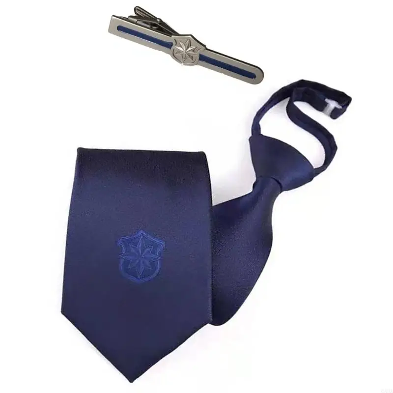 Comfortable Polyester Tie and Clip Set For Professional Security Guard Uniform 6XDA