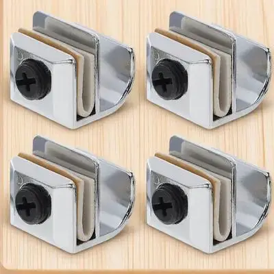 

4Pcs No Hole Pull Zinc Alloy Glass Door Handles for Shower Sliding Wardrobe Frameless 3mm-5mm Thickness Non-Slip Gaskets Modern