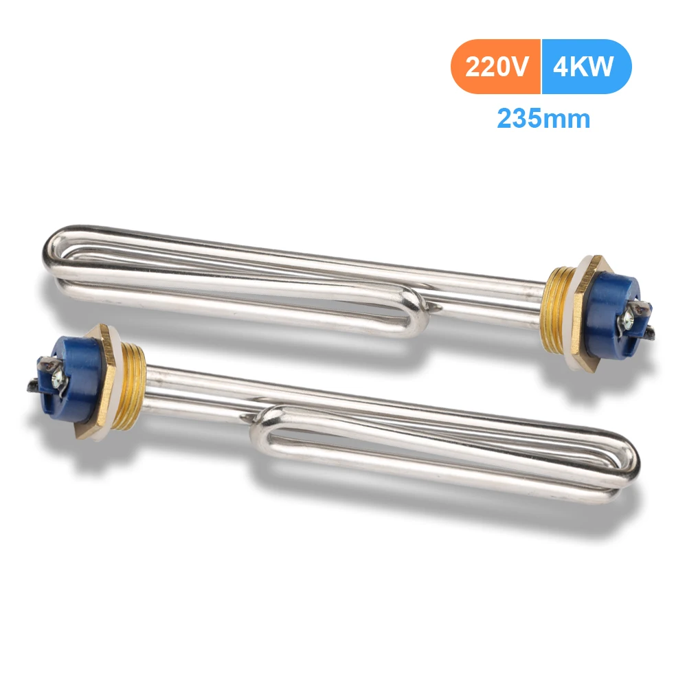 DN25 1 Inch Fold Solar Water Heater Pipe  BSP Thread Stainless Steel Heating Element 220V 4KW