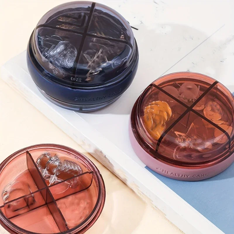 

Портативный контейнер для таблеток, домашняя влагостойкая Четырехцветная коробка для хранения таблеток, 1 шт.