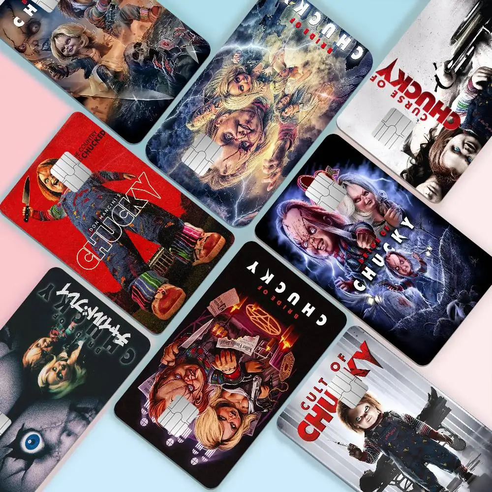 Classic Horror Movie Chucky 2024 Anime Cartoon Skin Stickers Film Tape Case for Big Credit Debit Card Front Side