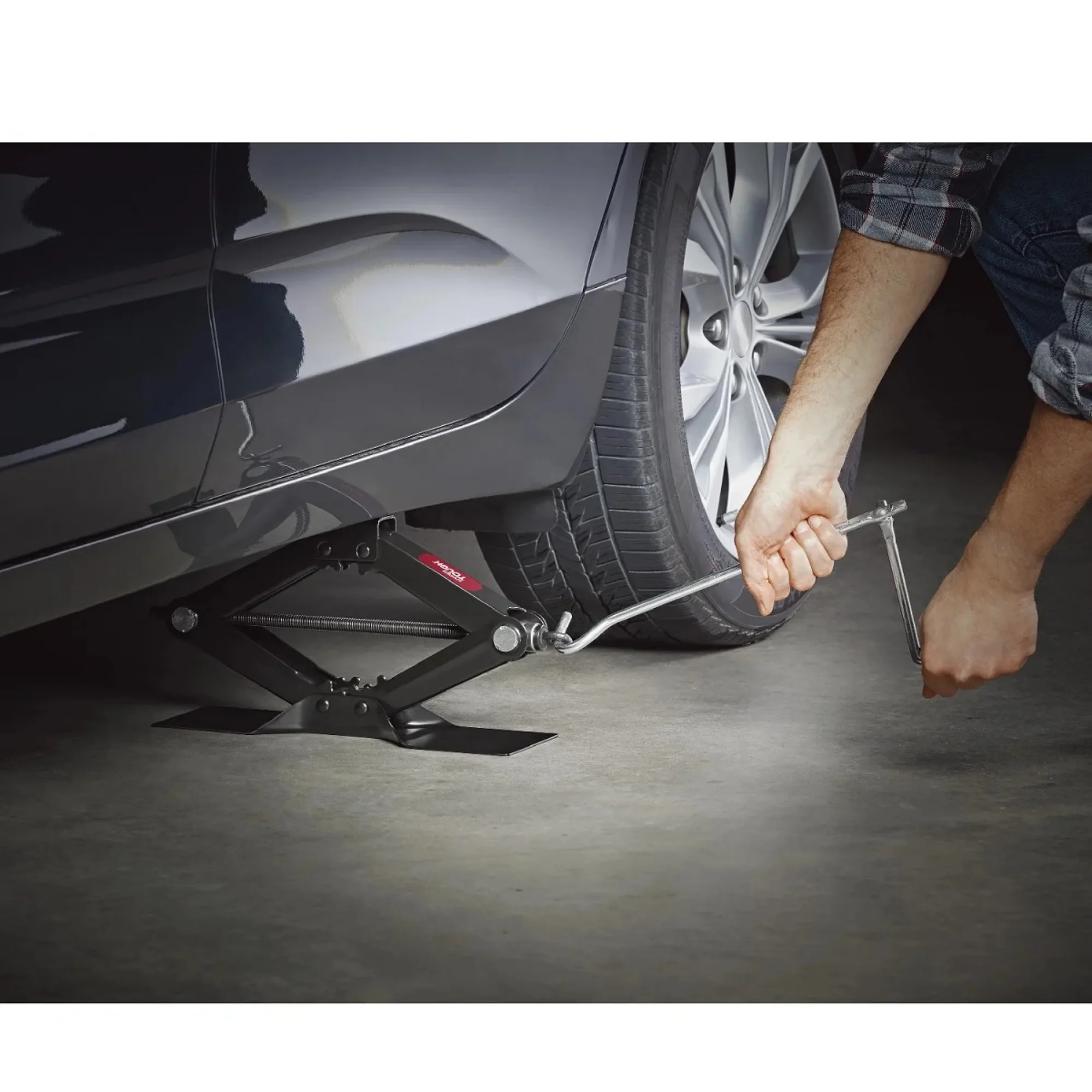 Подъемный ножничный домкрат, 1,5 тонны, черный, Конструкция из сверхмощной стали