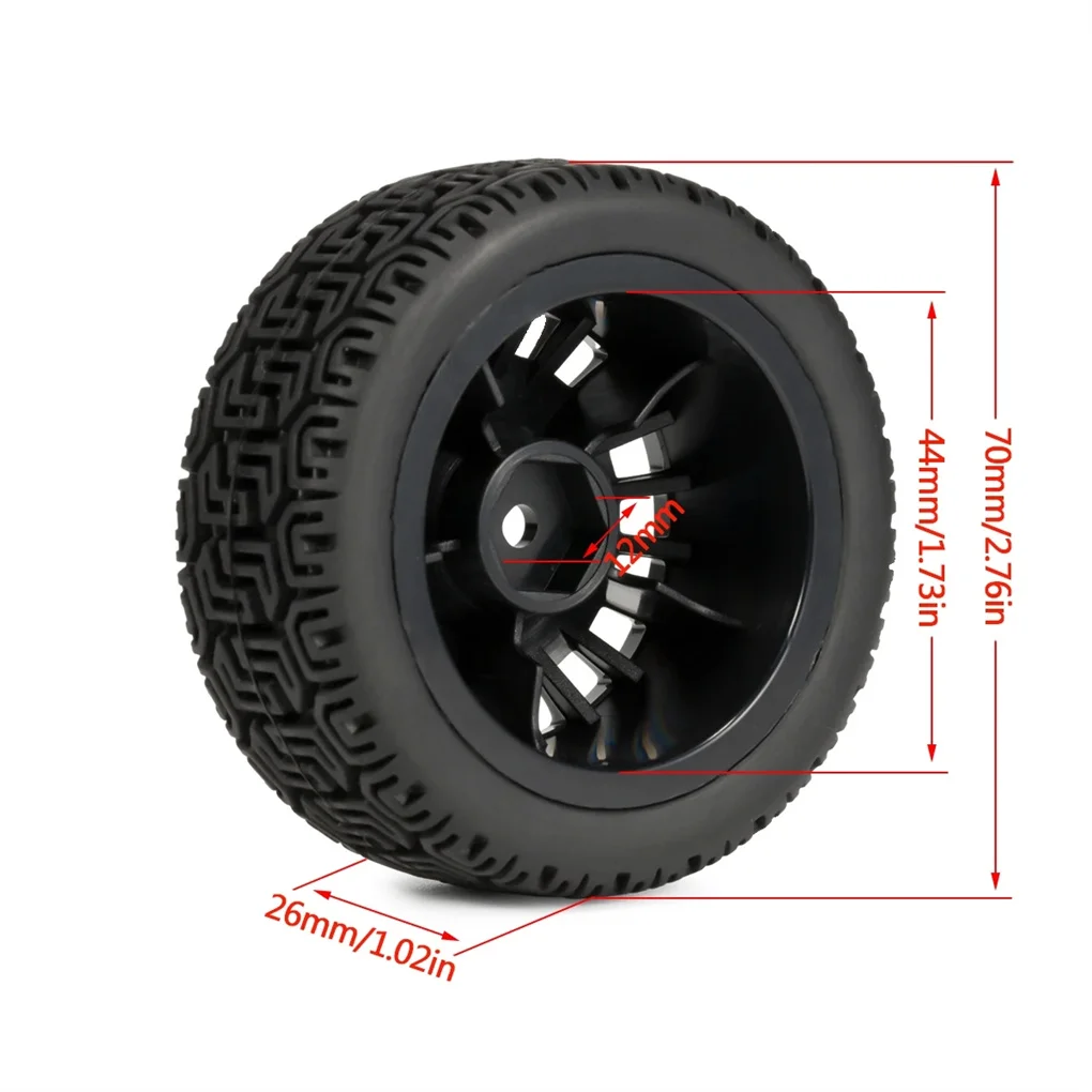 RCGOFOLLOW Plastic Rally Tires Glued Wheel Rims Tyre RC Wheel Rims Tyre For TT02 TT01 XV01 PTG-2 DF-03 WR8 1/10 RC Car Part