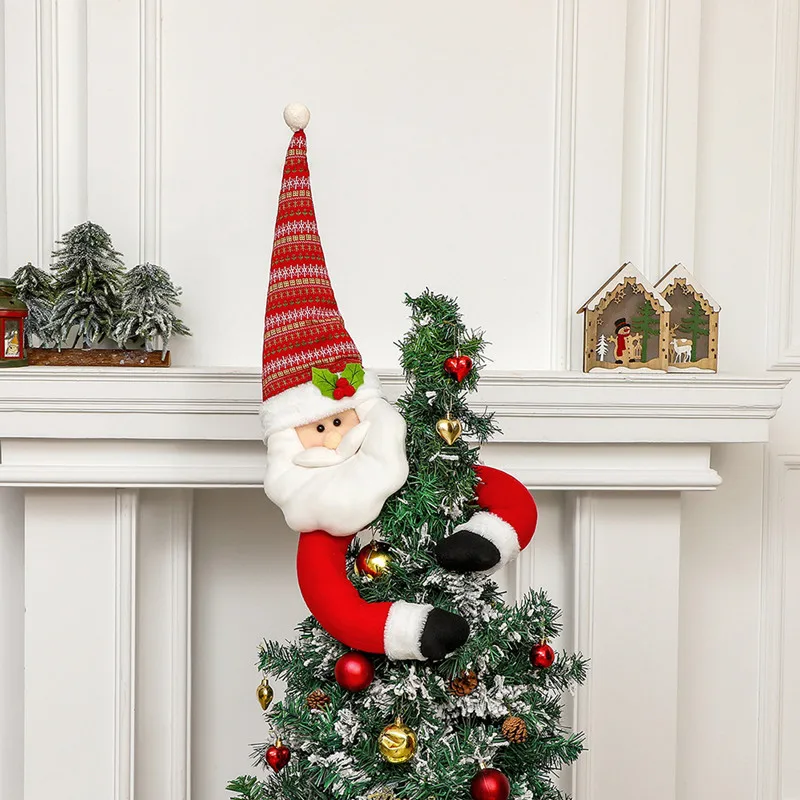 New Long Arm Santa Claus Snowman Christmas Tree Topper Festive Christmas Tree Topper Window Decoration Props Easy to Install