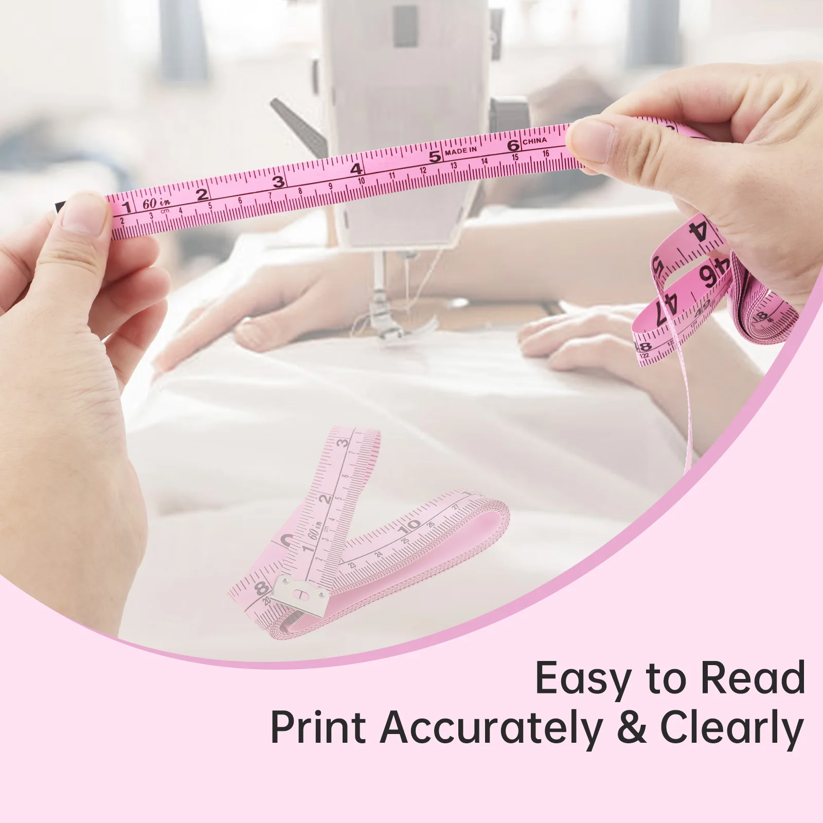 2pcs 152cm Pink Soft Tape Measure Double Side Scale Clothing Sewing Tailor Waist Tape Body Meter Measuring Ruler