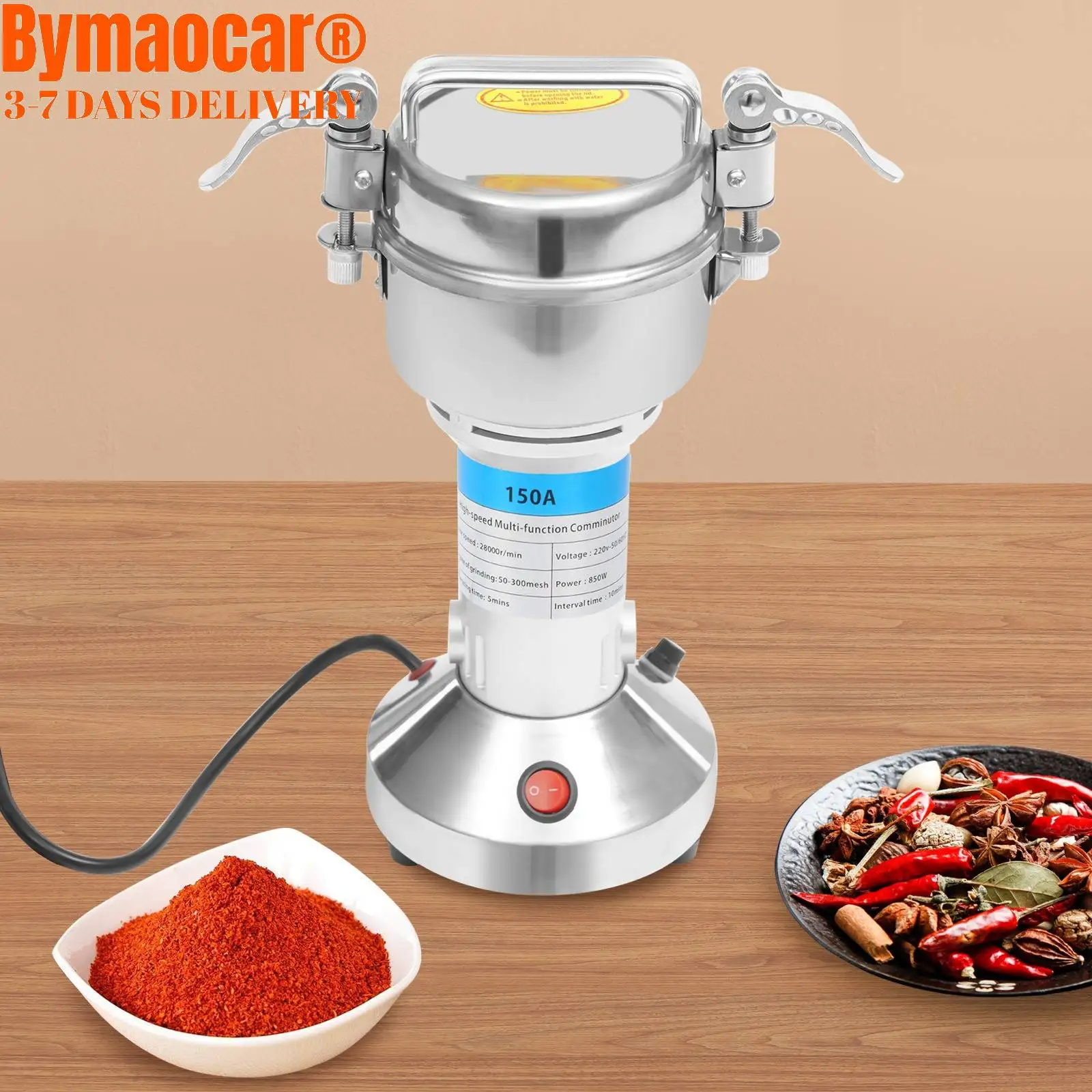 Penggiling Biji-bijian Listrik 150g, Mesin Penggiling Multifungsi Berkecepatan Tinggi dari Baja Tahan Karat, 180 Derajat Miring, Bubuk Super Halus untuk Dapur