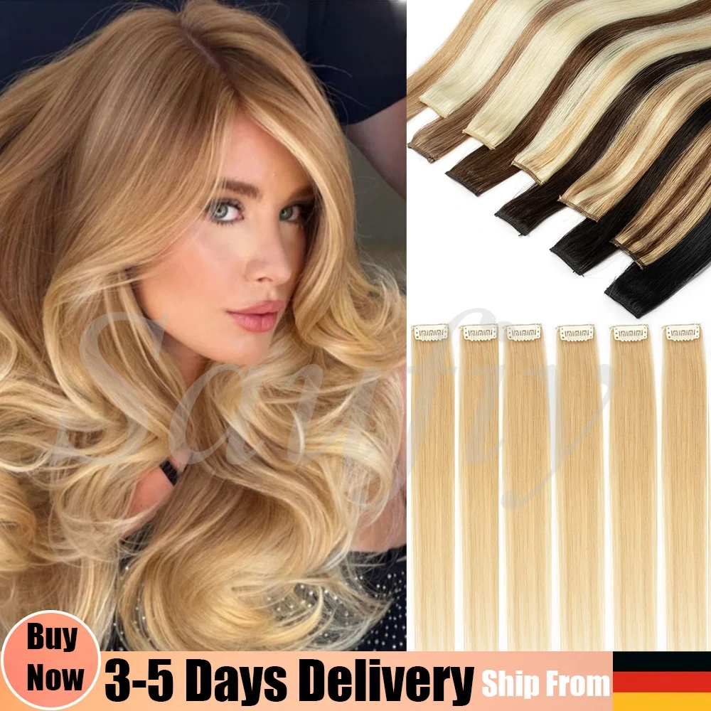 6-teiliges Set Clip-in Echthaar-Extensions Naturschwarz Braun Balayage Blond Glatt Clip-in Echthaar-Accessoires