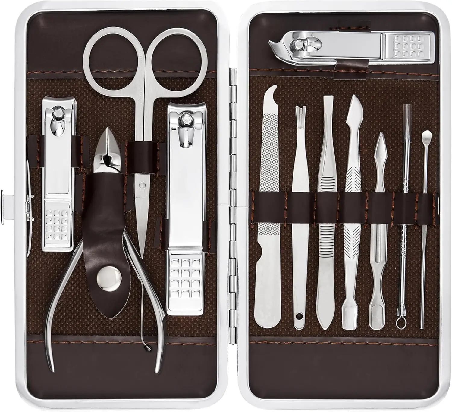 

12-Piece Premium Grooming Kit: Nail Clippers, Facial Tools & Travel Case for Men & Women