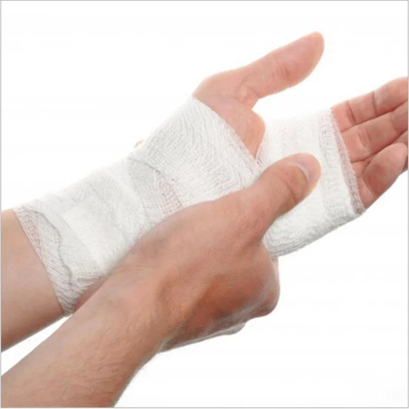 1 Roll Elastic Gauze Bandages Mesh Tie Strap Wound Dressing Patch 5cm/7.5cm/10cm/15cm X 4.5m Breathable Patch